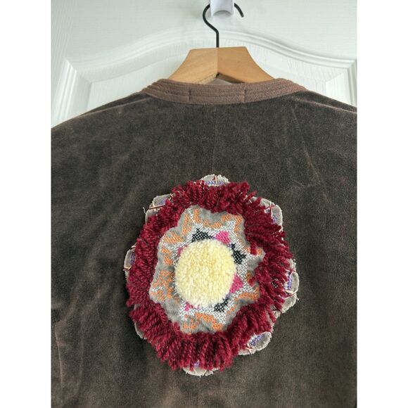 Casual Studio Women's Brown Velvet Multicolor Embroidered Floral Size S Small - Picture 4 of 10